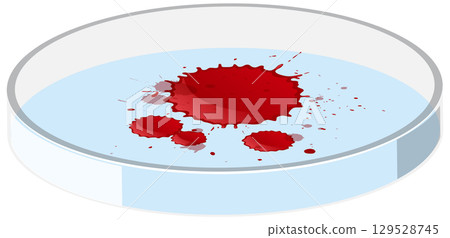 Blood Sample Droplets in Laboratory Petri Dish 129528745