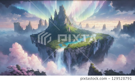 Fantasy World: Islands Floating in the Sky 129528791