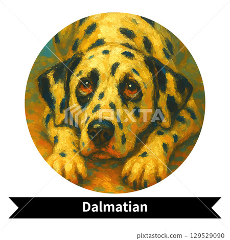 Dalmatian Dog Portrait - Cute Pet Oil Painting Style Image 129529090