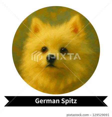 German Spitz Dog Portrait - Cute Pet Oil Painting Style Image 129529091