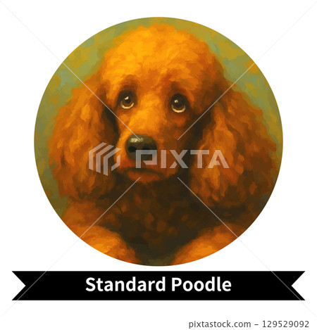 標準貴賓犬肖像 - 可愛寵物油畫風格圖像 129529092