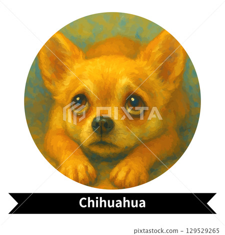 吉娃娃狗肖像 - 可愛的寵物油畫風格形象 吉娃娃狗肖像 - 可愛的寵物油畫風格形象 129529265