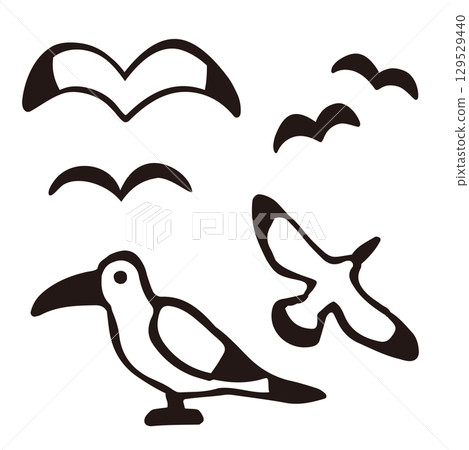 Seagull illustration set Seagull illustration set 129529440