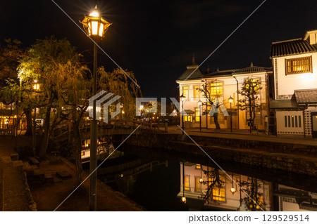 Kurashiki City, Okayama Prefecture in winter - Kurashiki Bikan Historical Quarter at night Kurashiki City, Okayama Prefecture in winter - Kurashiki Bikan Historical Quarter at night 129529514