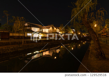岡山縣倉敷市的冬天－夜晚的倉敷美觀地區 129529516