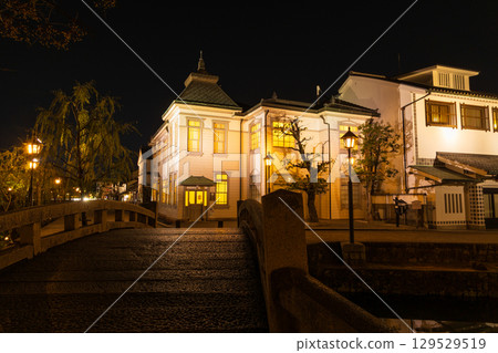 岡山縣倉敷市的冬天－夜晚的倉敷美觀地區 129529519