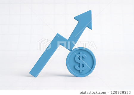 Business graph icon of a rising arrow and dollar sign in the foreign exchange or FX market 129529533