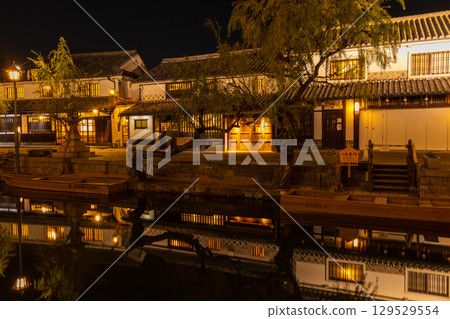 岡山縣倉敷市的冬天－夜晚的倉敷美觀地區 129529554