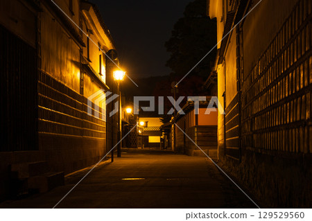 岡山縣倉敷市的冬天－夜晚的倉敷美觀地區 129529560