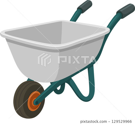 Illustration of a wheelbarrow for gardening and construction tasks. Single wheel and handle design. 129529966
