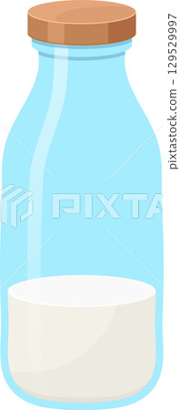 Glass jar with a wooden lid containing a small amount of white liquid at the bottom of the container Glass jar with a wooden lid containing a small amount of white liquid at the bottom of the container 129529997