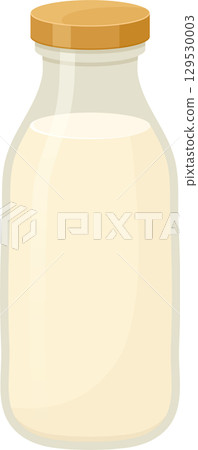 Jar of creamy white liquid with wooden lid, evoking rustic charm and wholesome goodness in a simple form. Jar of creamy white liquid with wooden lid, evoking rustic charm and wholesome goodness in a simple form. 129530003