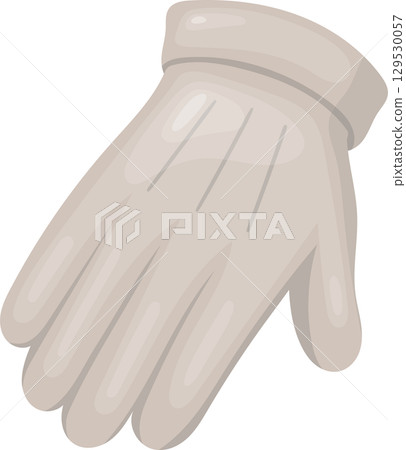 Cartoon style image of a pristine, elegant white glove, perfect for formal events or cleaning purposes. 129530057