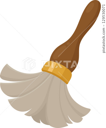 A cartoon style cleaning brush with a wooden handle and gray bristles, isolated on a black background. A cartoon style cleaning brush with a wooden handle and gray bristles, isolated on a black background. 129530071