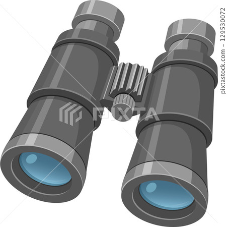 Illustration of binoculars, device for viewing distant objects with both eyes, designed in grey color Illustration of binoculars, device for viewing distant objects with both eyes, designed in grey color 129530072