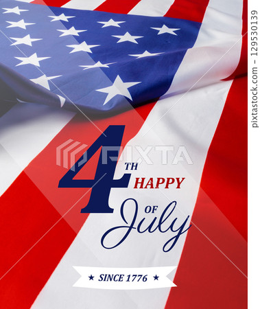 Celebrating Independence Day with a vibrant American flag display for the 4th of July observance 129530139