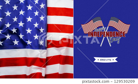 Celebrating Independence Day with flags and festive graphics in vibrant colors 129530209