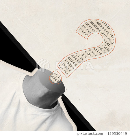 Conceptual representation of curiosity and questioning in modern art style with abstract elements 129530449