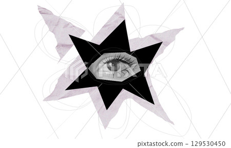 Abstract eye within a star design showcasing creativity and modern art 129530450