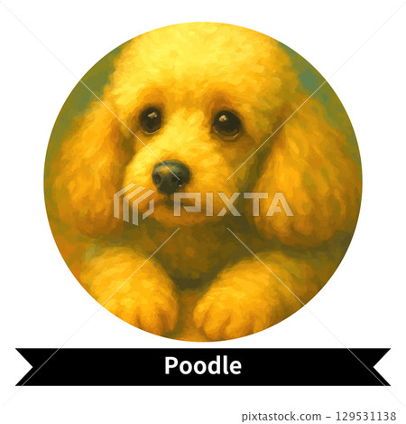 Poodle Dog Portrait - Cute Pet Oil Painting Style Image 129531138