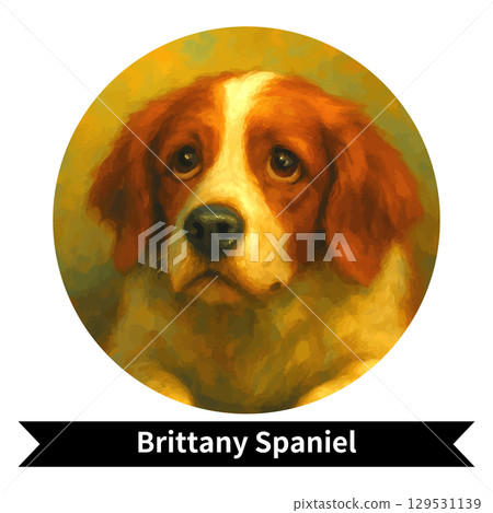 Brittany Spaniel Dog Portrait - Cute Pet Oil Painting Style Image 129531139