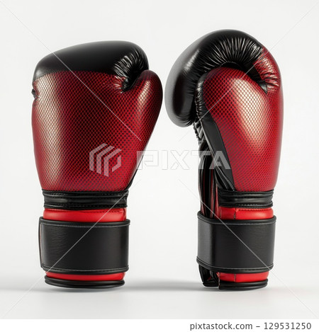 red and black boxing gloves isolated on white background red and black boxing gloves isolated on white background 129531250