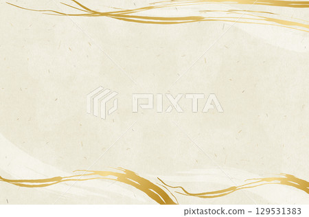 Beige washi paper with gold brush lines Beige washi paper with gold brush lines 129531383