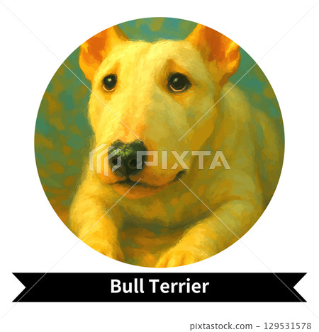 Bull Terrier Dog Portrait - Cute Pet Oil Painting Style Image 129531578
