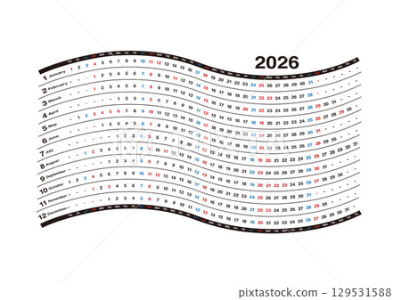 2026年波浪形年曆 129531588