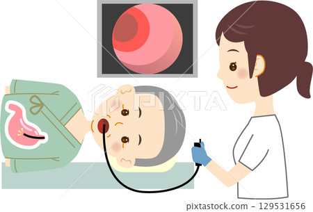 Senior man undergoing gastroscopy 129531656
