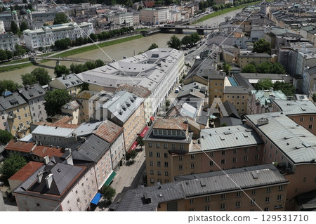 A bird's-eye view of Salzburg's riverside A bird's-eye view of Salzburg's riverside 129531710