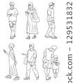 自然人物插圖，線條畫，簡單，城市 129531832