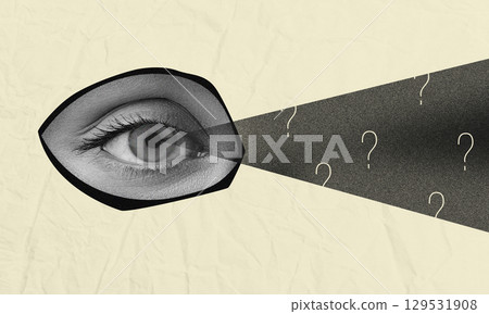 Conceptual eye artwork explores perception and questioning in a thought-provoking manner 129531908