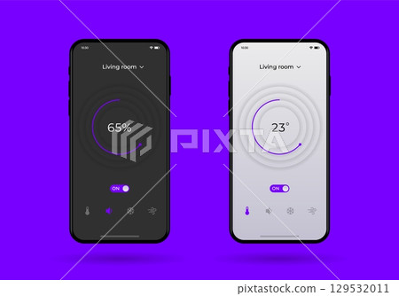 Dashboard UI and UX Kit. Control center design. Temperature control in the room. 129532011