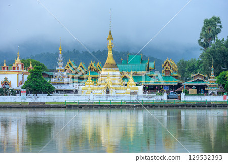 A Thai Buddhist temple located in Mae Hong Son, Thailand. 129532393