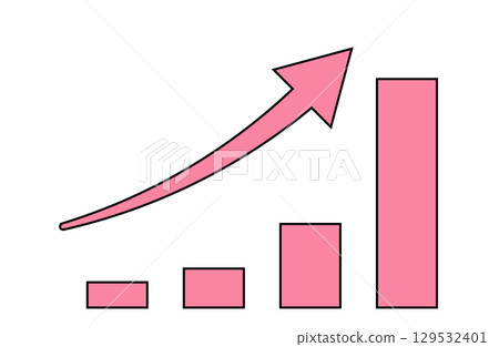 簡單向上傾斜的長條圖和箭頭的圖示 129532401