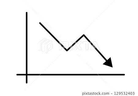 Illustration of a simple downward-sloping line graph Illustration of a simple downward-sloping line graph 129532403