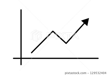 Illustration of a simple upward-sloping line graph and arrow 129532404