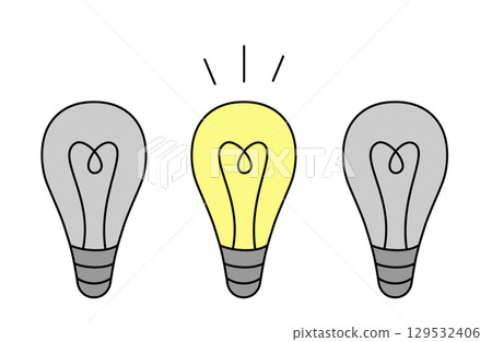 燈泡的簡單細線圖畫。 129532406