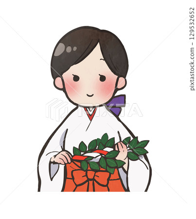 Illustration material: Tamagushi worship 5 (wedding) Illustration material: Tamagushi worship 5 (wedding) 129532652