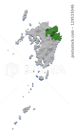 Honeycomb structured 3D map of Oita Prefecture 129533046