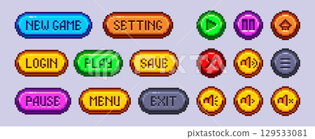 Pixel game button collection Pixel game button collection 129533081