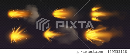 Orange fire effects from gun blast 129533118