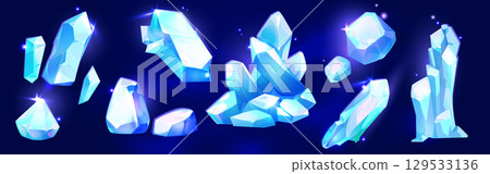 Crystal stone set for game design 129533136