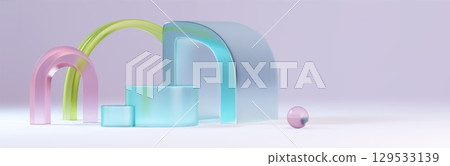 3d glass podium display with translucent arches 129533139