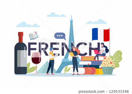 French language class with french culture elements. French language class with french culture elements. 129533346