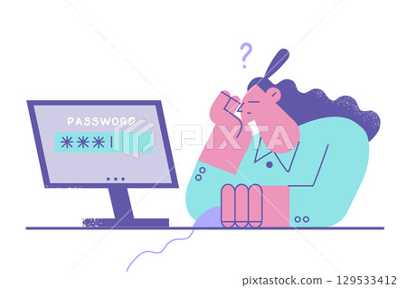 Bad memory and working on computer concept 129533412
