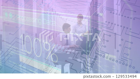Image of data processing over group of business people Image of data processing over group of business people 129533494