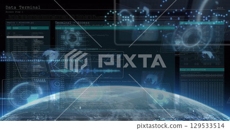 Image of data processing over globe 129533514