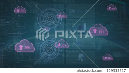 Image of data processing over globe 129533517